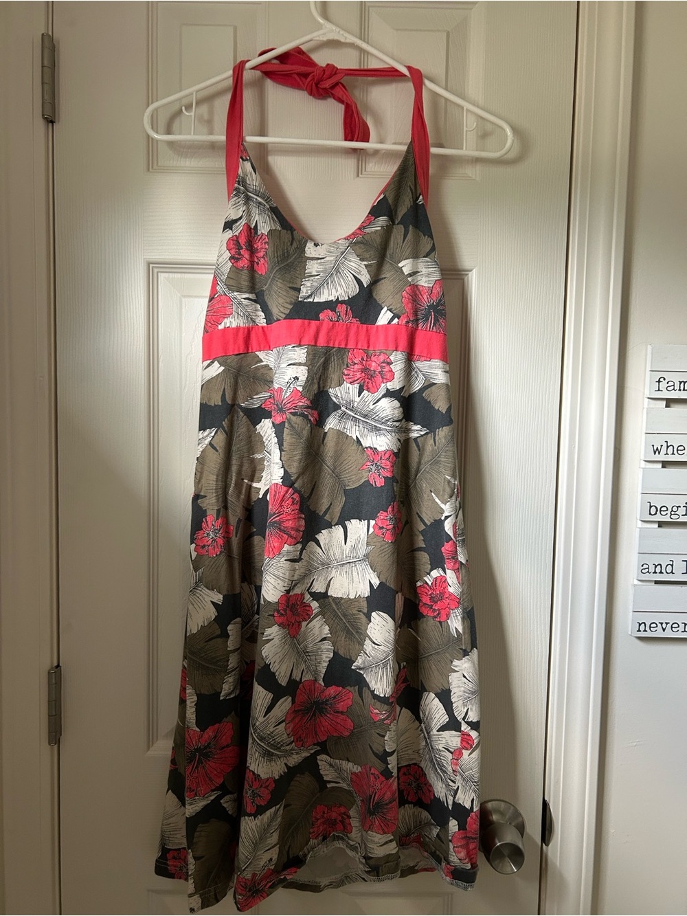 Patagonia Floral Halter Sundress with Coral Accents